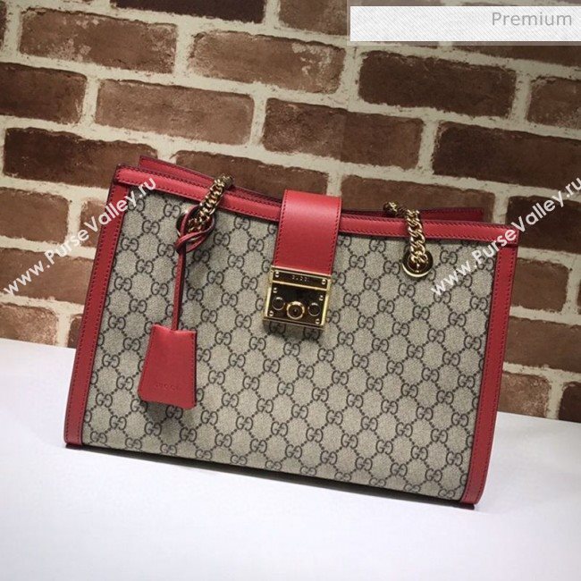 Gucci Padlock GG Canvas Medium Shoulder Bag 479197 Red (DLH-20031025)