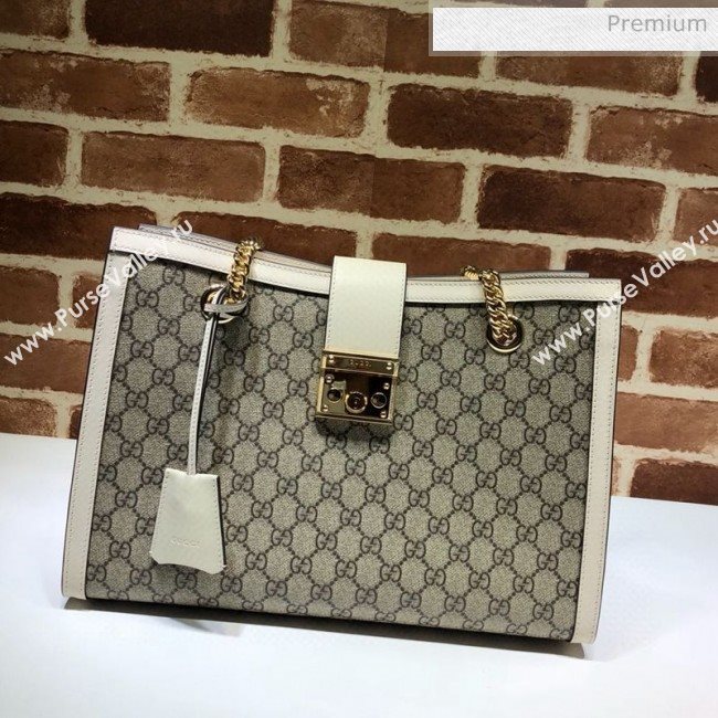 Gucci Padlock GG Canvas Medium Shoulder Bag 479197 White (DLH-20031023)