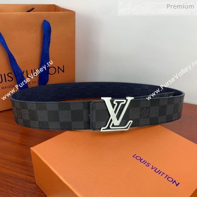 Louis Vuitton Damier Reversible Belt 40mm with Silver LV Buckle 07 (99-20031038)