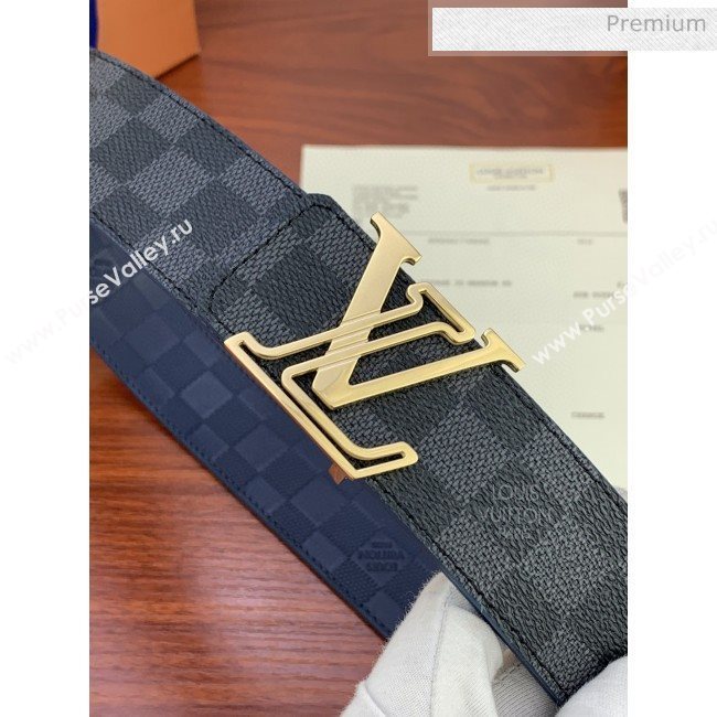 Louis Vuitton Damier Reversible Belt 40mm with Gold LV Buckle 07 (99-20031039)