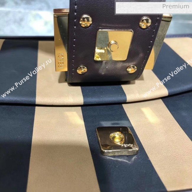 Fendi Baguette Medium Striped Leather Bag Light Brown/Black 2020 (AFEI-20030952)