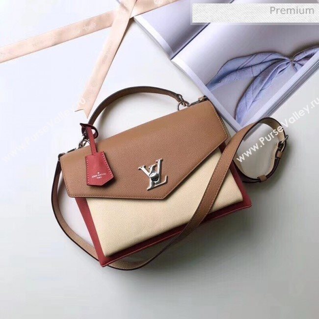 Louis Vuitton Mylockme Schoolbag Shaped Top Handle Bag M54506 Beige/Red/Brown  (KI-20031122)