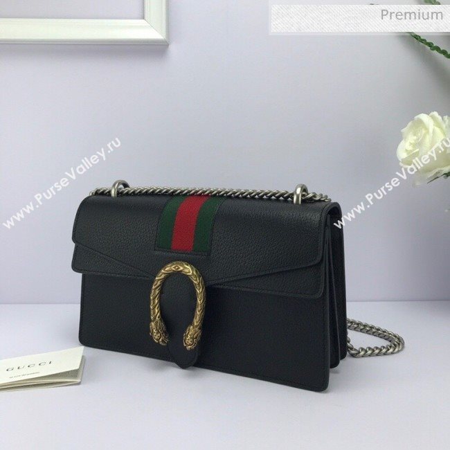 Gucci Dionysus Web Leather Small Shoulder Bag 400249 Black (DLH-20031130)