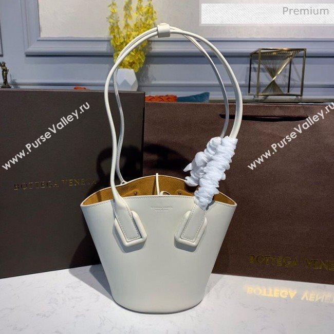 Bottega Veneta Smooth Leather Mini Basket Tote Bag White 2020 (MS-20031136)