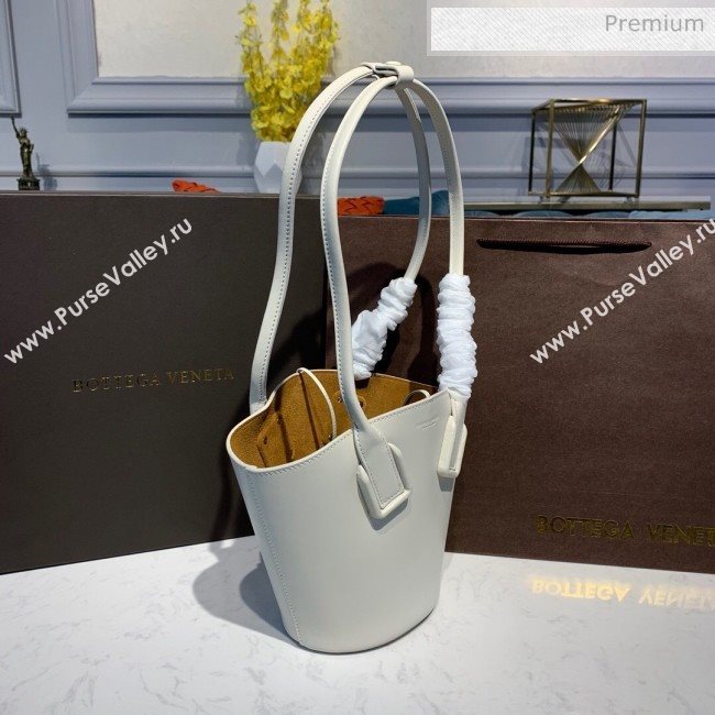 Bottega Veneta Smooth Leather Mini Basket Tote Bag White 2020 (MS-20031136)