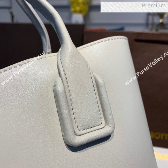 Bottega Veneta Smooth Leather Mini Basket Tote Bag White 2020 (MS-20031136)