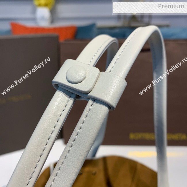 Bottega Veneta Smooth Leather Mini Basket Tote Bag White 2020 (MS-20031136)