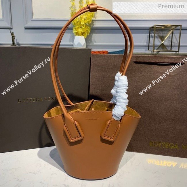 Bottega Veneta Smooth Leather Mini Basket Tote Bag Brown 2020 (MS-20031134)