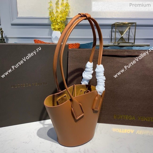 Bottega Veneta Smooth Leather Mini Basket Tote Bag Brown 2020 (MS-20031134)