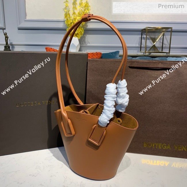 Bottega Veneta Smooth Leather Mini Basket Tote Bag Brown 2020 (MS-20031134)