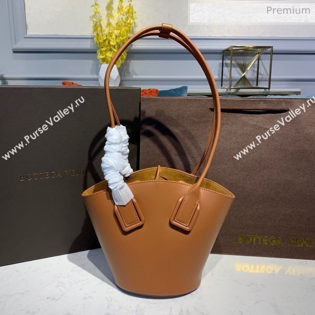 Bottega Veneta Smooth Leather Mini Basket Tote Bag Brown 2020 (MS-20031134)