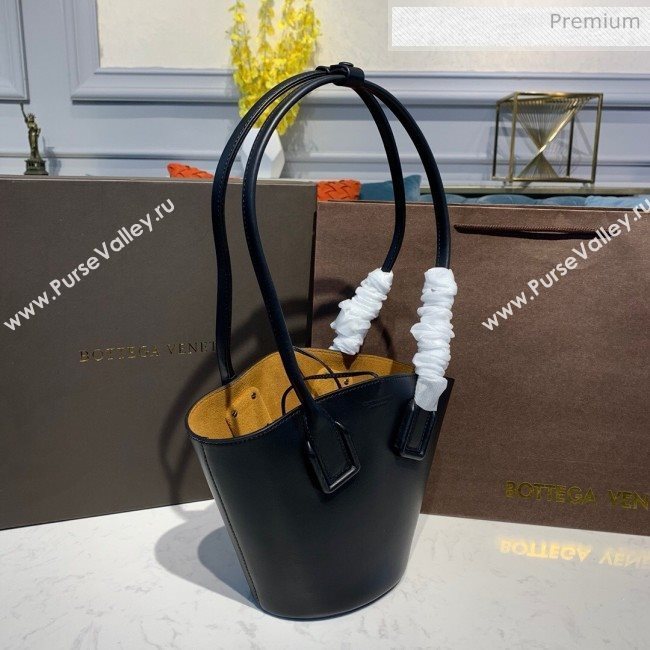 Bottega Veneta Smooth Leather Mini Basket Tote Bag Black 2020 (MS-20031133)