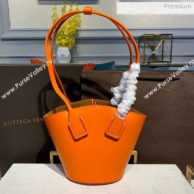 Bottega Veneta Smooth Leather Mini Basket Tote Bag Orange 2020 (MS-20031132)