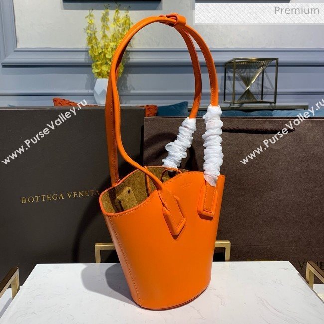 Bottega Veneta Smooth Leather Mini Basket Tote Bag Orange 2020 (MS-20031132)