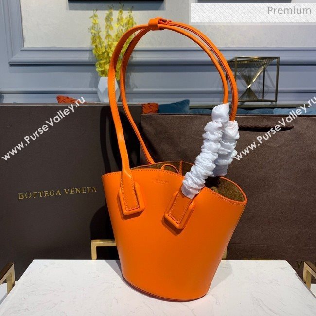 Bottega Veneta Smooth Leather Mini Basket Tote Bag Orange 2020 (MS-20031132)