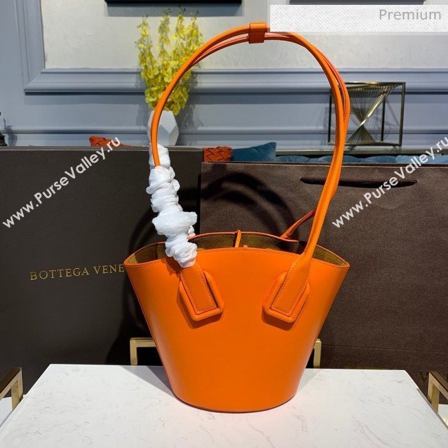 Bottega Veneta Smooth Leather Mini Basket Tote Bag Orange 2020 (MS-20031132)