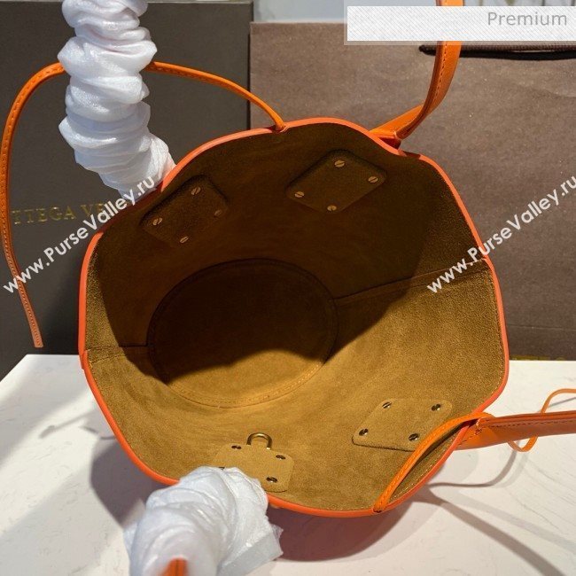 Bottega Veneta Smooth Leather Mini Basket Tote Bag Orange 2020 (MS-20031132)