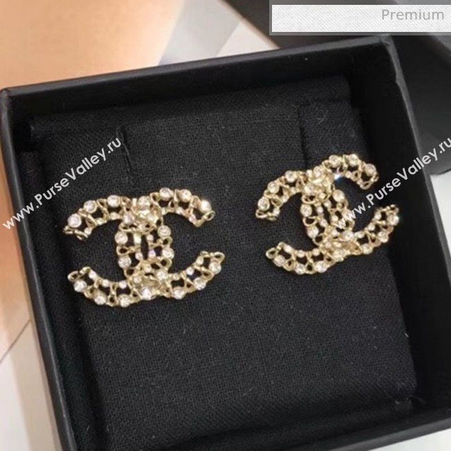 Chanel Chain Crystal CC Stud Earrings 01 2020 (YF-20031204)