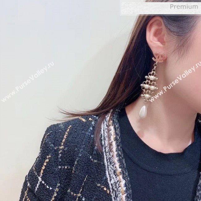Chanel Pearl Chain Long Earrings 2020 (YF-20031206)