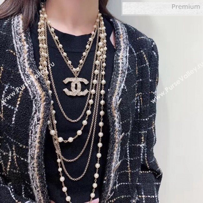 Chanel Pearl Chain Layer Long Necklace 2020 (YF-20031207)