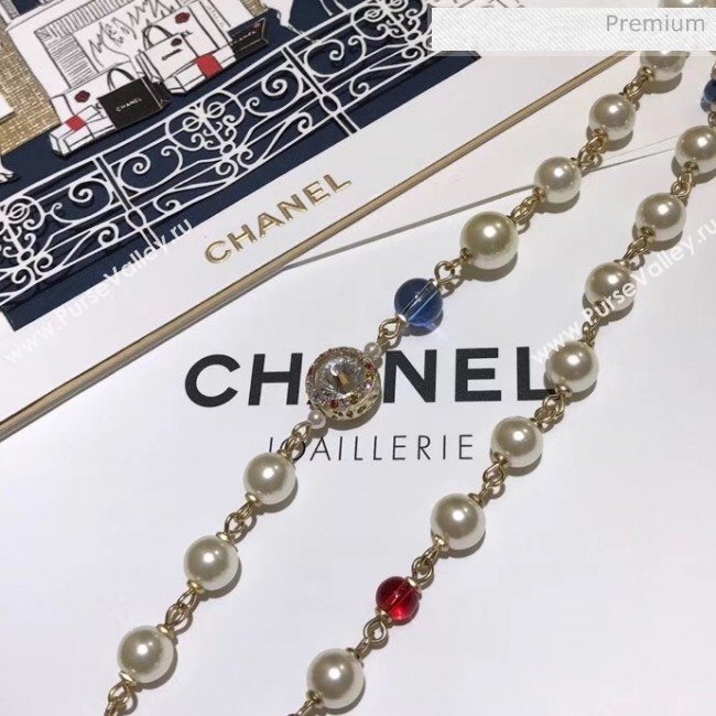 Chanel Colored Pearl Double Long Sweater Necklace 2020 (YF-20031209)