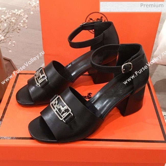 Hermes Villa Calfskin Sandals Black 2020 (KL-20031305)