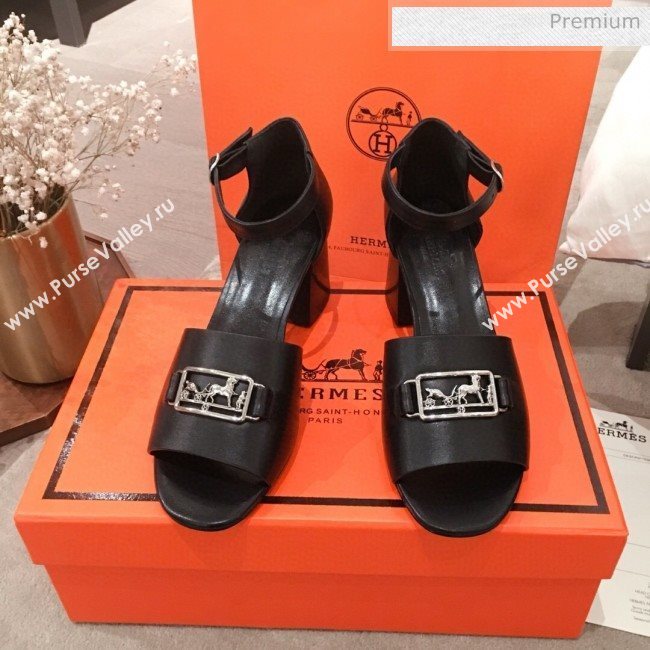 Hermes Villa Calfskin Sandals Black 2020 (KL-20031305)