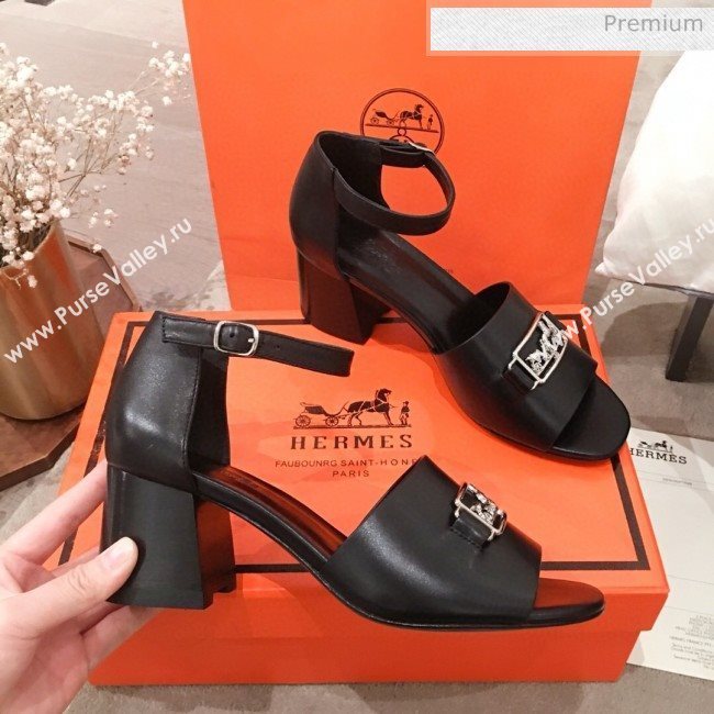 Hermes Villa Calfskin Sandals Black 2020 (KL-20031305)