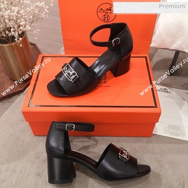 Hermes Villa Calfskin Sandals Black 2020 (KL-20031305)