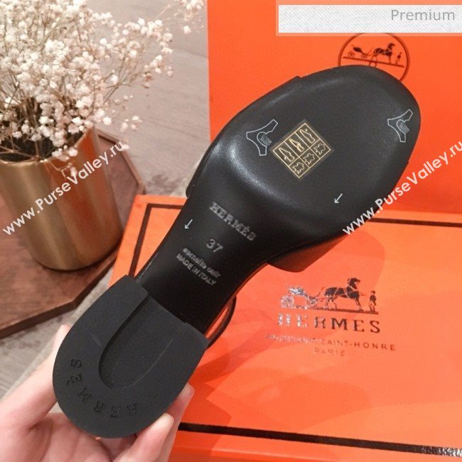 Hermes Villa Calfskin Sandals Black 2020 (KL-20031305)