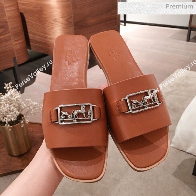 Hermes Villa Flat Slide Sandals Brown 2020 (KL-20031301)