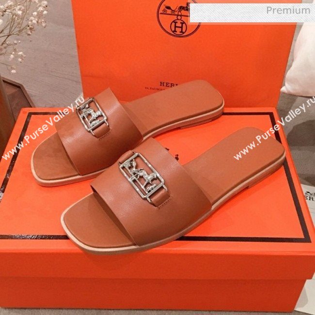 Hermes Villa Flat Slide Sandals Brown 2020 (KL-20031301)