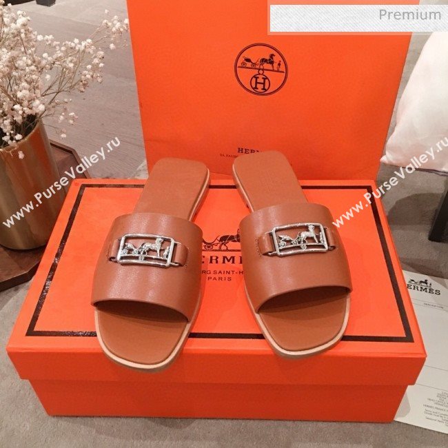 Hermes Villa Flat Slide Sandals Brown 2020 (KL-20031301)