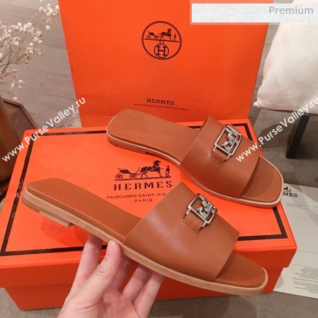 Hermes Villa Flat Slide Sandals Brown 2020 (KL-20031301)