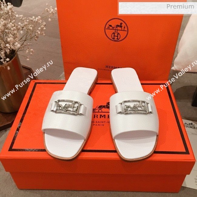 Hermes Villa Flat Slide Sandals White 2020 (KL-20031303)