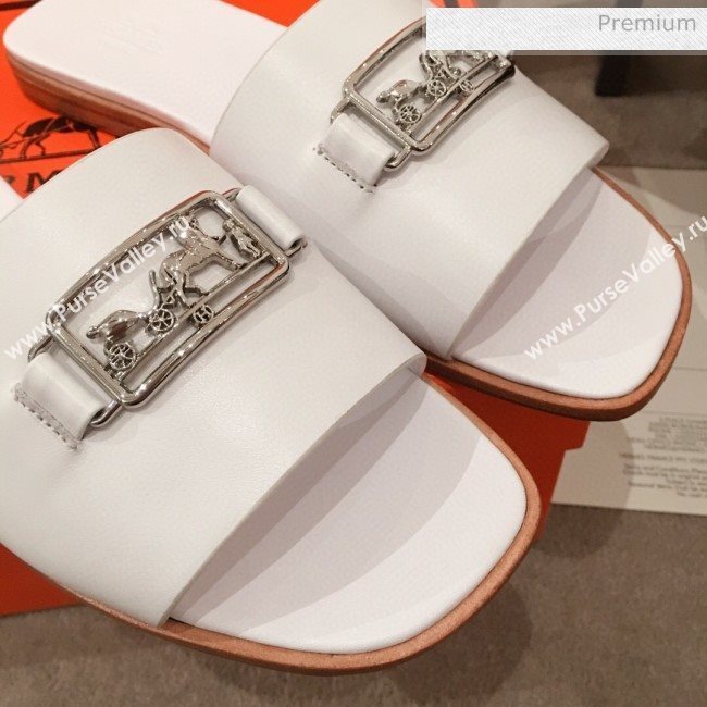 Hermes Villa Flat Slide Sandals White 2020 (KL-20031303)