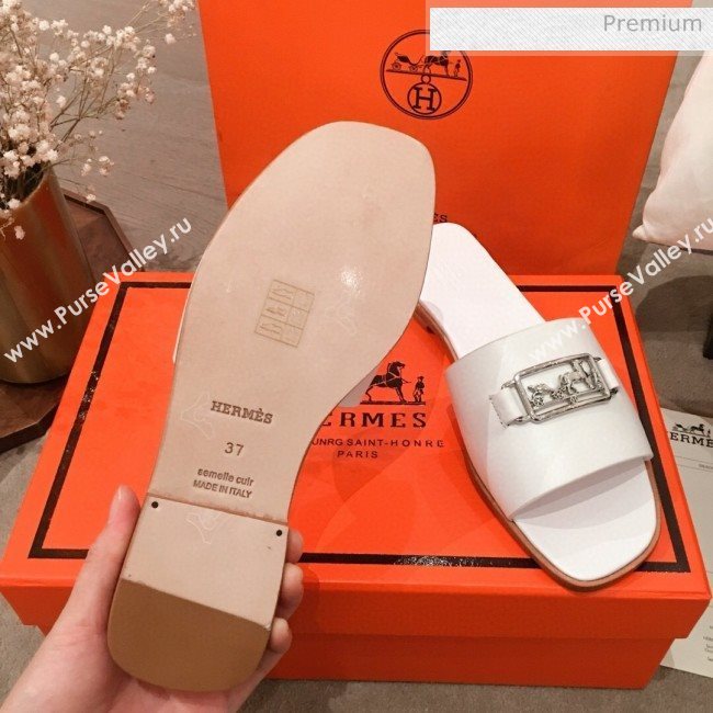 Hermes Villa Flat Slide Sandals White 2020 (KL-20031303)