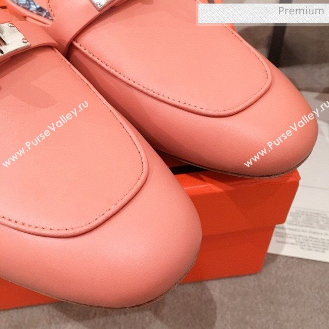 Hermes Classic Kelly Calfskin Flat Mules Orange 2020 (KL-200313010)