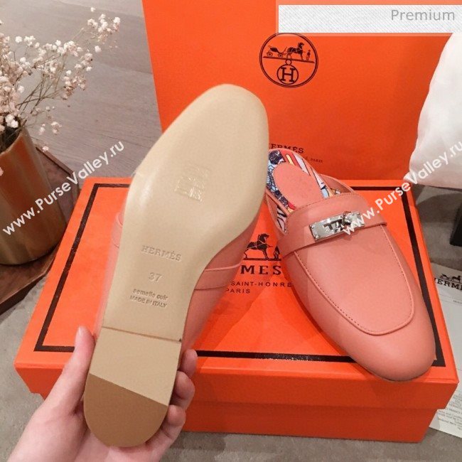 Hermes Classic Kelly Calfskin Flat Mules Orange 2020 (KL-200313010)