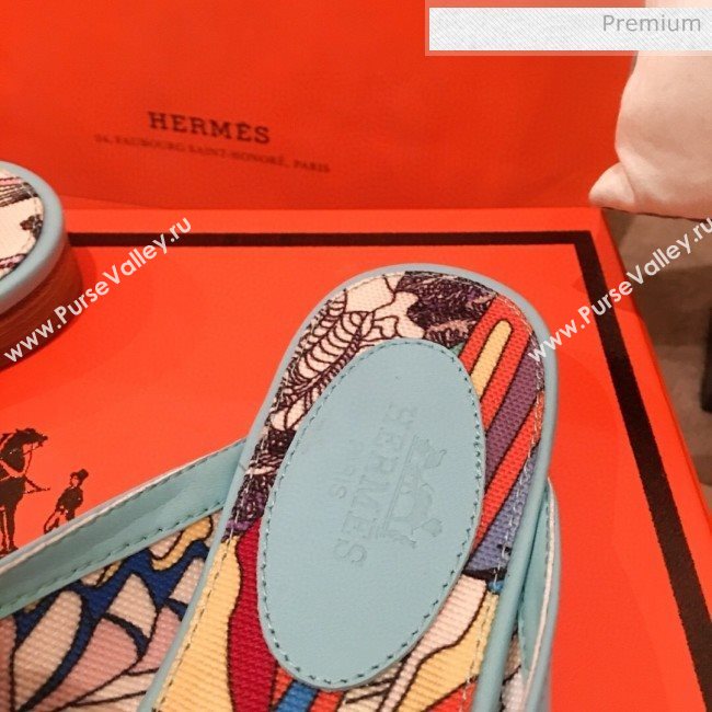 Hermes Classic Kelly Calfskin Flat Mules Blue 2020 (KL-200313011)