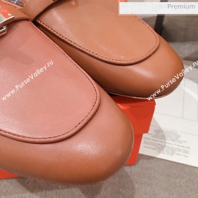 Hermes Classic Kelly Calfskin Flat Mules Brown 2020 (KL-20031309)