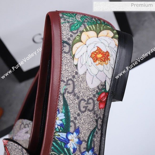 Gucci Jordaan Horsebit Flower Print Canvas Flat Loafers 2020 (MD-200313019)