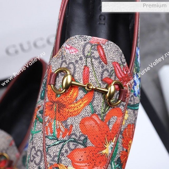 Gucci Jordaan Horsebit Flower Print Canvas Flat Loafers 2020 (MD-200313019)