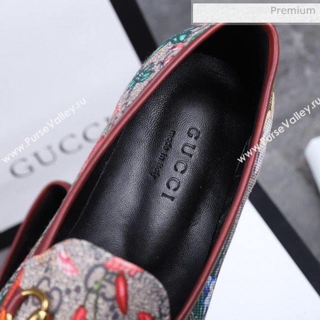 Gucci Jordaan Horsebit Flower Print Canvas Flat Loafers 2020 (MD-200313019)