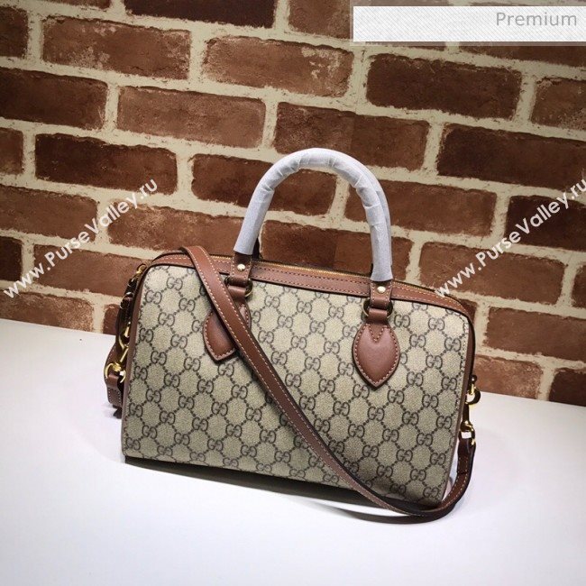 Gucci GG Canvas Boston Bag 409529 Brown Leather  (DLH-200313026)