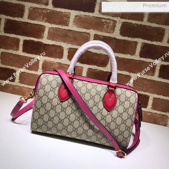 Gucci GG Canvas Boston Bag 409529 Pink Leather  (DLH-200313027)