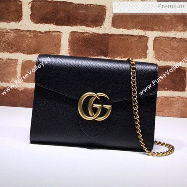 Gucci GG Marmonet Leather Mini Chain Bag 401232 Black (DLH-200313029)