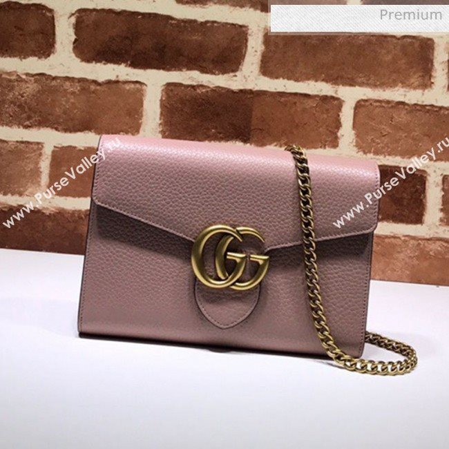 Gucci GG Marmonet Leather Mini Chain Bag 401232 Pink (DLH-200313030)