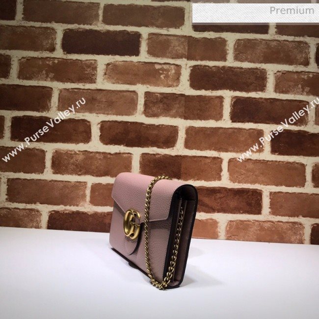 Gucci GG Marmonet Leather Mini Chain Bag 401232 Pink (DLH-200313030)