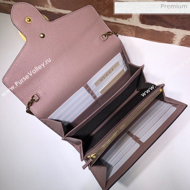 Gucci GG Marmonet Leather Mini Chain Bag 401232 Pink (DLH-200313030)